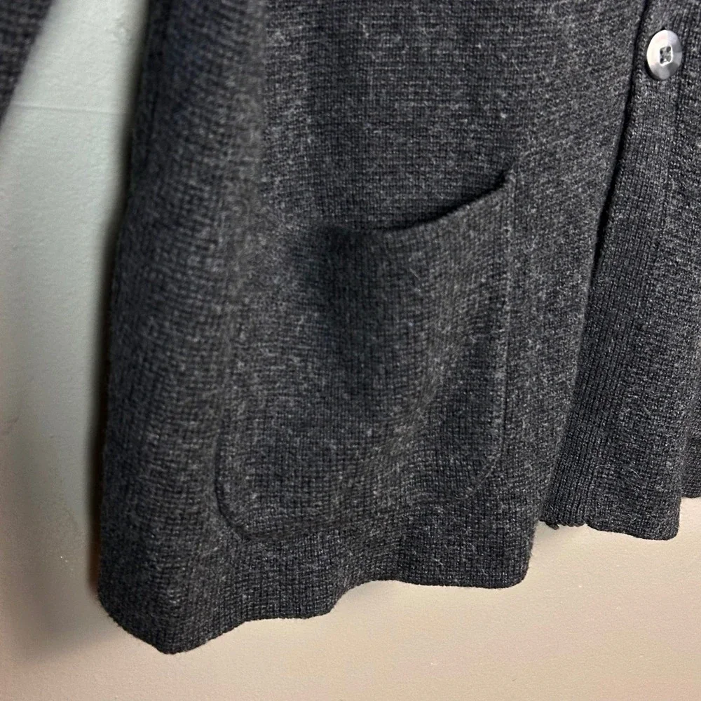 Raffi Knit Blazer Cardigan Men's Large Merino Wool Charcoal Grey Collar Pockets‎
